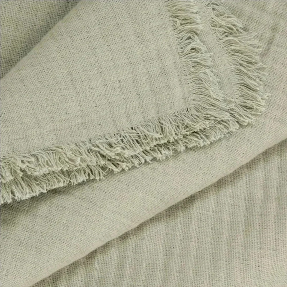 NWT Nate Home by Nate Berkus Matelasse Blanket with Fringe, F/Q, Lichen - Picture 4 of 10